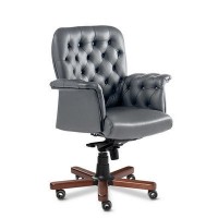 Messina B (Серая кожа/темный орех) Кресло руководителя