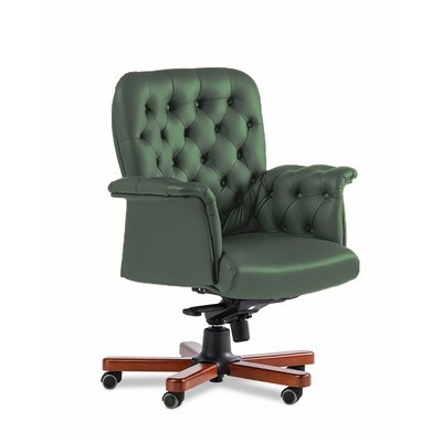 Messina B (Зеленая кожа/темный орех) Кресло руководителя