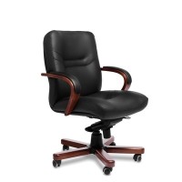 Minister B (Черная кожа/темный орех) Кресло руководителя