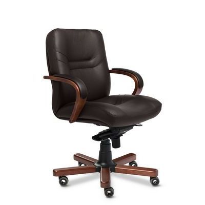 Minister B (Коричневая кожа/темный орех) Кресло руководителя
