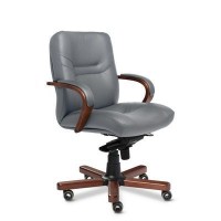 Minister B (Серая кожа/темный орех) Кресло руководителя