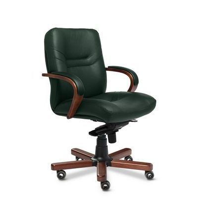 Minister B (Зеленая кожа/темный орех) Кресло руководителя