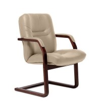 Minister C (Бежевая кожа/темный орех) Конференц-кресло