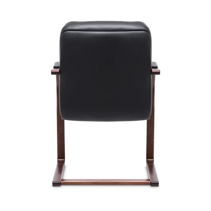 Министр C кресло для переговорной, черная кожа, темный орех