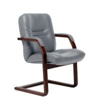 Minister C (Серая кожа/темный орех) Конференц-кресло
