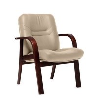Minister D (Бежевая кожа/темный орех) Конференц-кресло