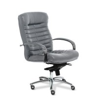 Orion Chrome B (Серая кожа) Кресло руководителя