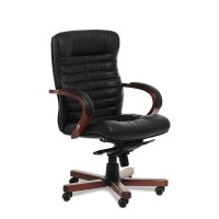 Orion Wood B (Черная кожа/темный орех) Кресло руководителя
