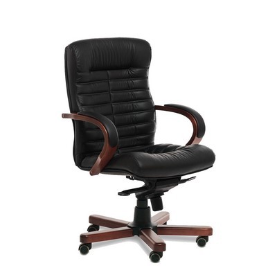 Orion Wood B (Черная кожа/темный орех) Кресло руководителя