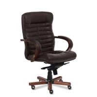 Orion Wood B (Коричневая кожа/темный орех) Кресло руководителя