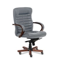 Orion Wood B (Серая кожа/темный орех) Кресло руководителя