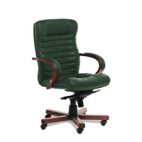 Orion Wood B (Зеленая кожа/темный орех) Кресло руководителя