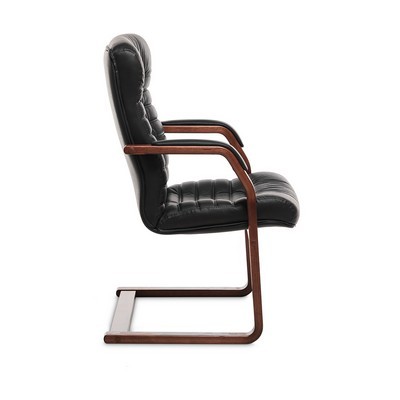 Orion Wood C (Черная кожа/темный орех) Конференц-кресло