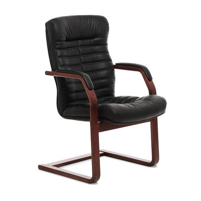 Orion Wood C (Черная кожа/темный орех) Конференц-кресло