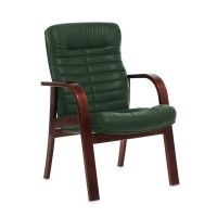 Orion Wood D (Зеленая кожа/темный орех) Конференц-кресло