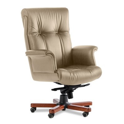 Paris Lux A (Бежевая кожа/темный орех) Кресло руководителя