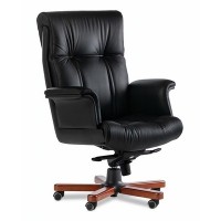 Paris Lux A (Черная кожа/темный орех) Кресло руководителя