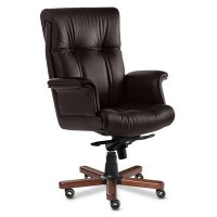 Paris Lux A (Коричневая кожа/темный орех) Кресло руководителя