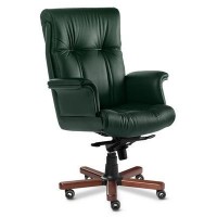 Paris Lux A (Зеленая кожа/темный орех) Кресло руководителя