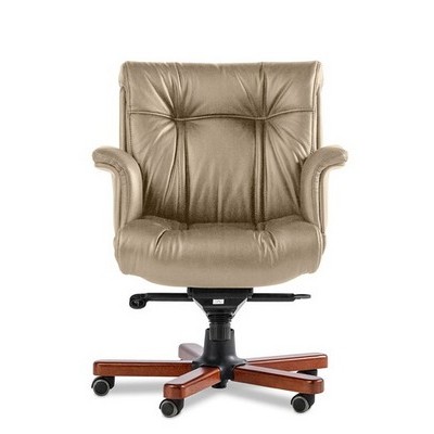 Paris Lux B (Бежевая кожа/темный орех) Кресло руководителя