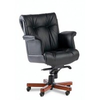 Paris Lux B (Черная кожа/темный орех) Кресло руководителя