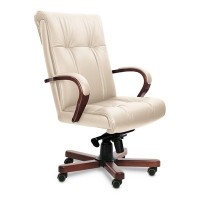Paris A (Бежевая кожа/темный орех) Кресло руководителя