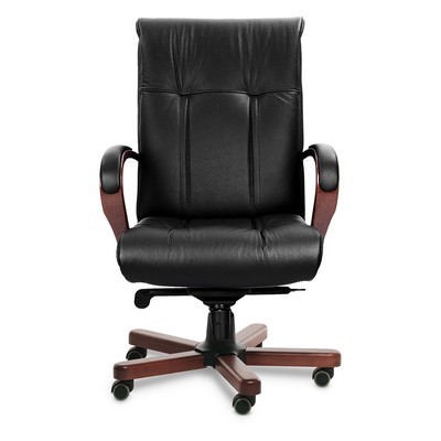 Paris A (Черная кожа/темный орех) Кресло руководителя