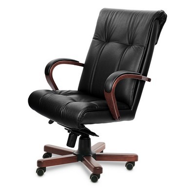 Paris A (Черная кожа/темный орех) Кресло руководителя