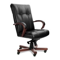 Paris A (Черная кожа/темный орех) Кресло руководителя