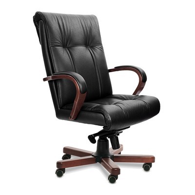 Paris A (Черная кожа/темный орех) Кресло руководителя