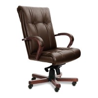 Paris A (Коричневая кожа/темный орех) Кресло руководителя