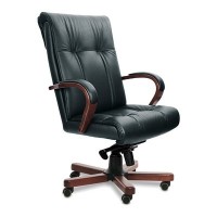 Paris A (Зеленая кожа/темный орех) Кресло руководителя