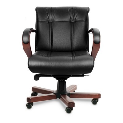 Paris B (Черная кожа/темный орех) Кресло руководителя