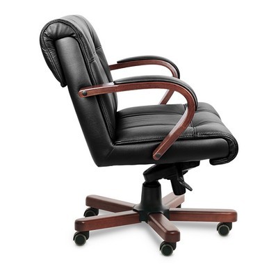Paris B (Черная кожа/темный орех) Кресло руководителя