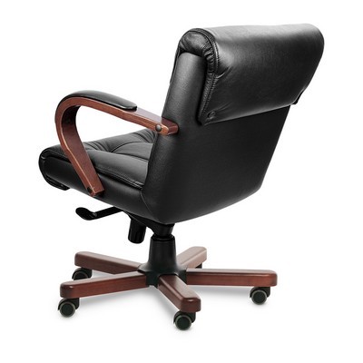 Paris B (Черная кожа/темный орех) Кресло руководителя
