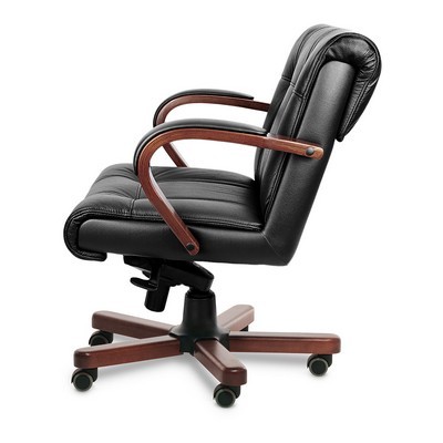 Paris B (Черная кожа/темный орех) Кресло руководителя