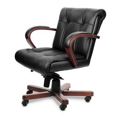 Paris B (Черная кожа/темный орех) Кресло руководителя