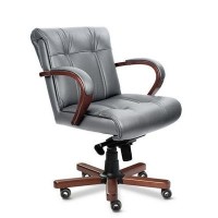 Paris B (Серая кожа/темный орех) Кресло руководителя