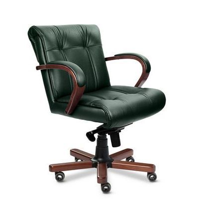 Paris B (Зеленая кожа/темный орех) Кресло руководителя
