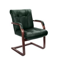 Paris C (Зеленая кожа/темный орех) Конференц-кресло