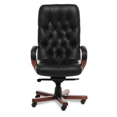 Premier A (Черная кожа/темный орех) Кресло руководителя