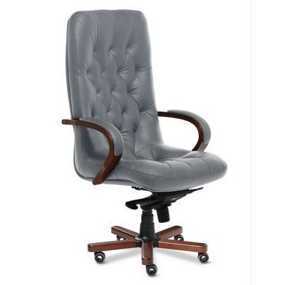 Premier A (Серая кожа/темный орех) Кресло руководителя