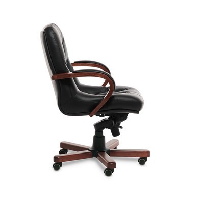 Premier B (Черная кожа/темный орех) Кресло руководителя