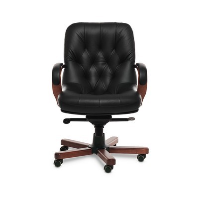 Premier B (Черная кожа/темный орех) Кресло руководителя