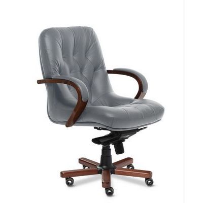 Premier B (Серая кожа/темный орех) Кресло руководителя