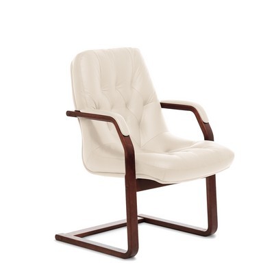 Premier C (Бежевая кожа/темный орех) Конференц-кресло