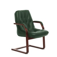 Premier C (Зеленая кожа/темный орех) Конференц-кресло