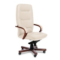 Senator A (Бежевая кожа/темный орех) Кресло руководителя