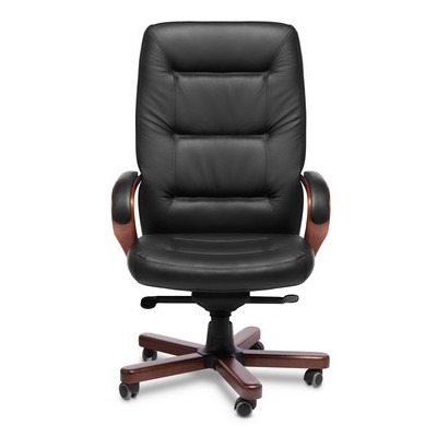 Senator A (Черная кожа/темный орех) Кресло руководителя
