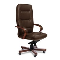 Senator A (Коричневая кожа/темный орех) Кресло руководителя